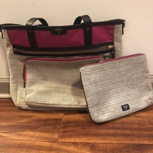 Fossil tote Bag with matching organization pouch